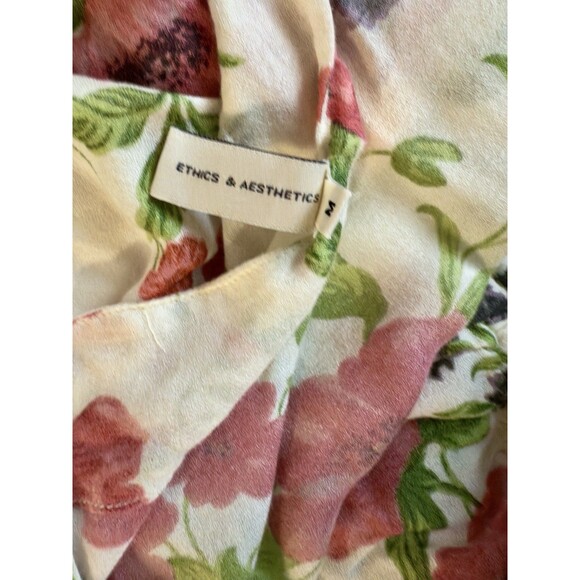 Under Protection Romper Women M Floral Print Short Sleeve V-neck Tie Front Boho - Picture 7 of 9